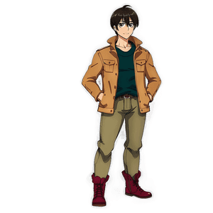 Eren Yeager in Winter Clothing PNG wof PNG image with transparent background