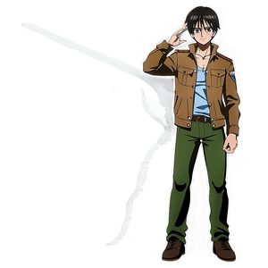 Eren Yeager Salute Pose PNG tpk PNG image with transparent background