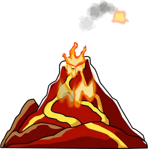 Erupting Volcano Cartoon Illustration PNG Image