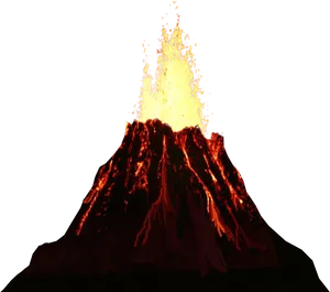 Erupting Volcanoat Night PNG Image