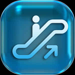 Escalator Icon Blue Glossy PNG image with transparent background