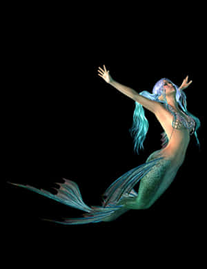 Ethereal Mermaid Reaching Out PNG image with transparent background