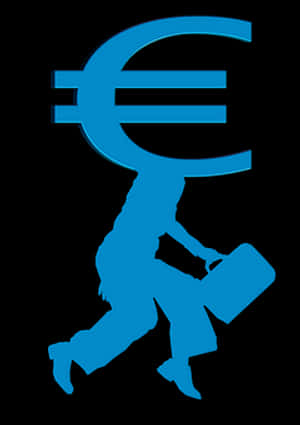 Euro Currency Running Silhouette PNG with transparent background