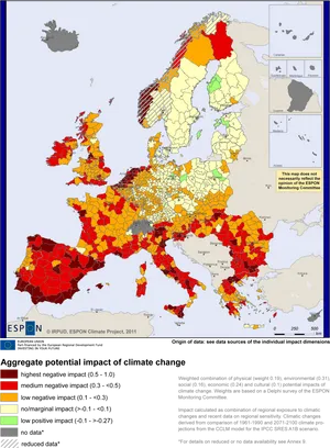 Europe Climate Change Impact Map2011 PNG Image