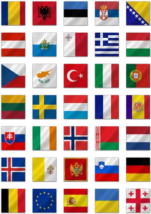 European Flags Collage PNG Image