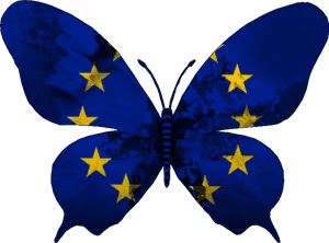 European Union Flag Butterfly PNG image with transparent background