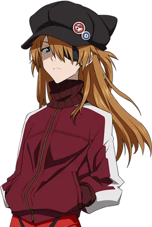 Evangelion Character With Cap PNG Image