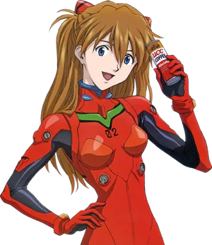 Evangelion Character With Coffee PNG Image