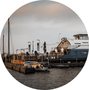 Evening Marina Dock Scene PNG with transparent background