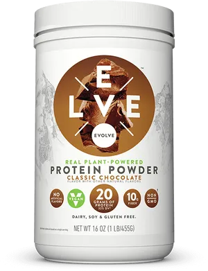 Evolve Plant Based Protein Powder Chocolate PNG Image