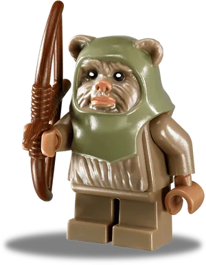 Ewok Lego Figurewith Bow PNG Image