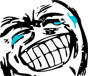 Exaggerated Laugh Cartoon Face PNG Image