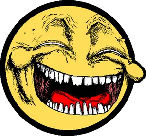 Exaggerated Laughing Face Graphic PNG Image