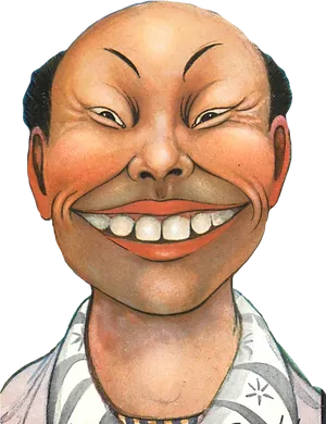 Exaggerated Smiling Caricature PNG Image