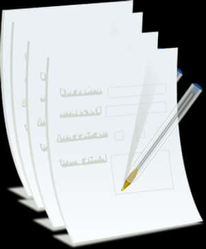 Exam Paperand Pencil Illustration PNG with transparent background