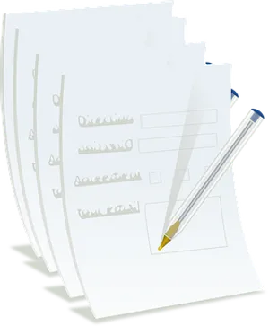 Exam Paperand Pencil Illustration PNG Image