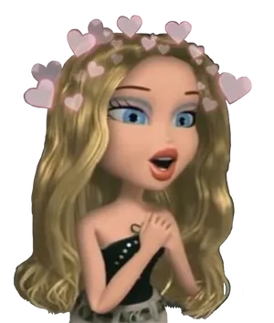 Excited Bratz Doll With Hearts PNG Image