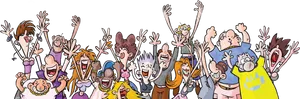 Excited Cartoon Crowd Celebration PNG Image