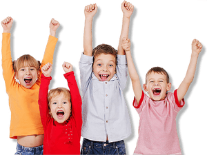 Excited Children Cheering PNG image with transparent background