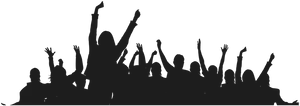 Excited Crowd Silhouette PNG Image