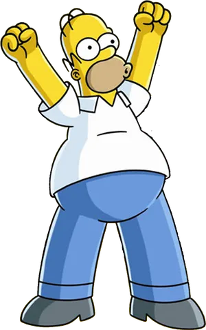 Excited Homer Simpson Celebration PNG Image