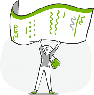 Excited Lottery Winner Cartoon PNG image with transparent background