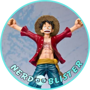 Excited Luffy Figure Display PNG Image