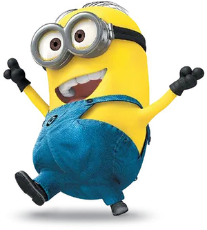 Excited Minion Jumping PNG Image