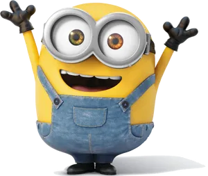 Excited Minion Waving PNG Image