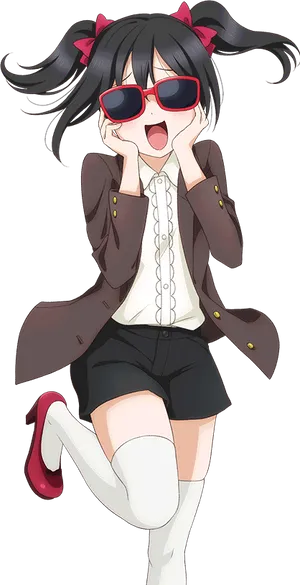 Excited Nico Yazawa Anime Pose PNG Image