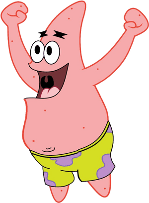 Excited Patrick Star Cartoon PNG image with transparent background
