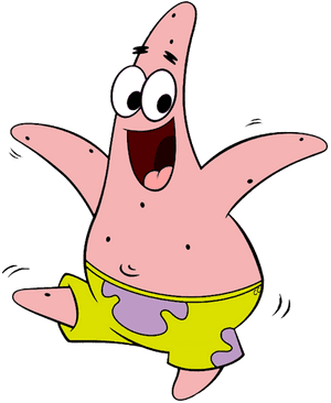 Excited Patrick Star Cartoon PNG image with transparent background