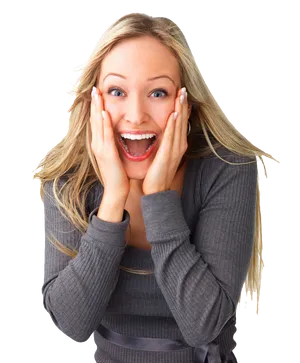 Excited Woman Expression PNG Image