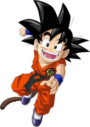 Excited Young Goku Illustration PNG Image