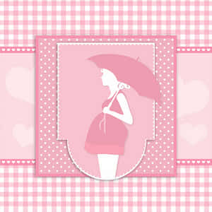 Expectant Mother Silhouette Pink Background PNG with transparent background