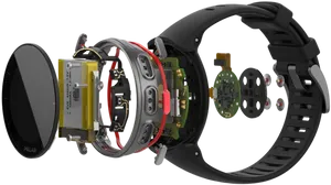 Exploded View Smartwatch Components PNG Image