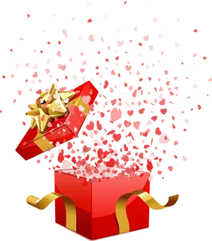 Exploding Hearts Gift Box PNG Image