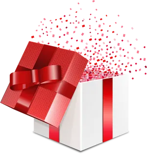 Exploding Red Gift Box Celebration PNG Image