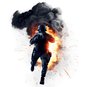 Explosive Action Scene PNG bue PNG with transparent background