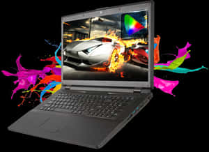 Explosive Graphics Laptop PNG with transparent background
