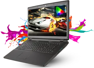 Explosive Graphics Laptop PNG Image