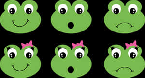 Expressive Cartoon Frog Faces PNG image with transparent background