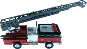 Extended Ladder Fire Truck Model PNG Image