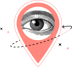 Sparkling Gps Location Pin With Eye Artwork - Circle, HD Png Download PNG