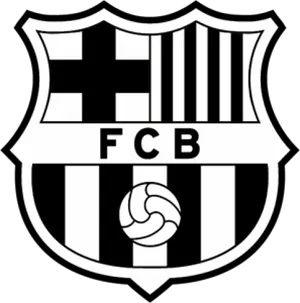 F C Barcelona Logo Blackand White PNG Image