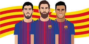 F C Barcelona Players Illustration PNG Image