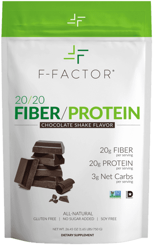 F Factor 20/20 Chocolate Protein Powder Front Label - F Factor Fiber Protein, HD Png Download PNG with transparent background
