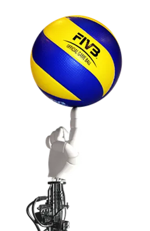 F I V B Volleyball Balancingon Robot Finger.jpg PNG Image