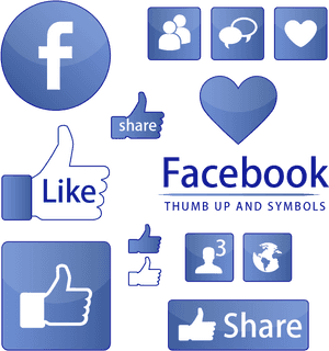 Facebook Iconsand Engagement Symbols PNG image with transparent background
