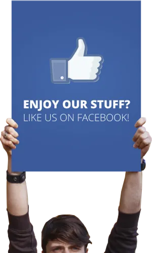 Facebook Promotion Sign Held Up PNG Image